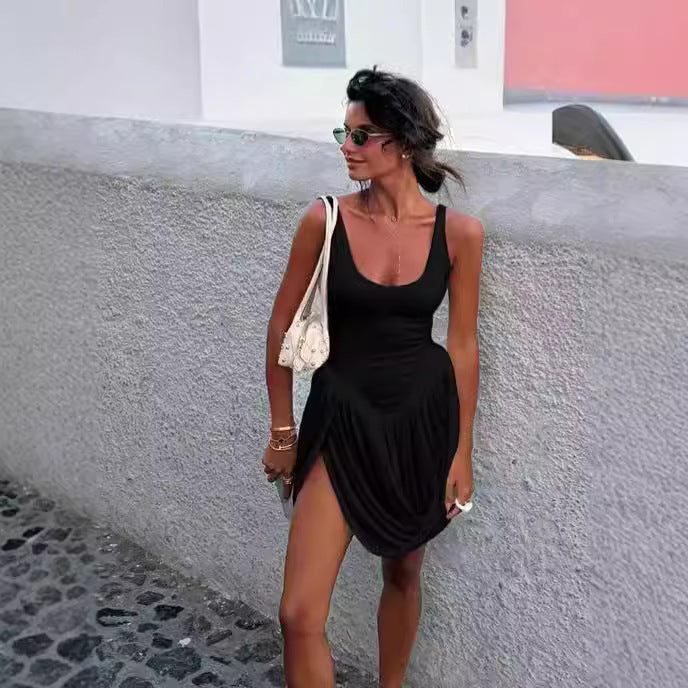 Women Elegant Wrap Dress with Asymmetric Hem and Figure-Hugging Cut Ivyshape