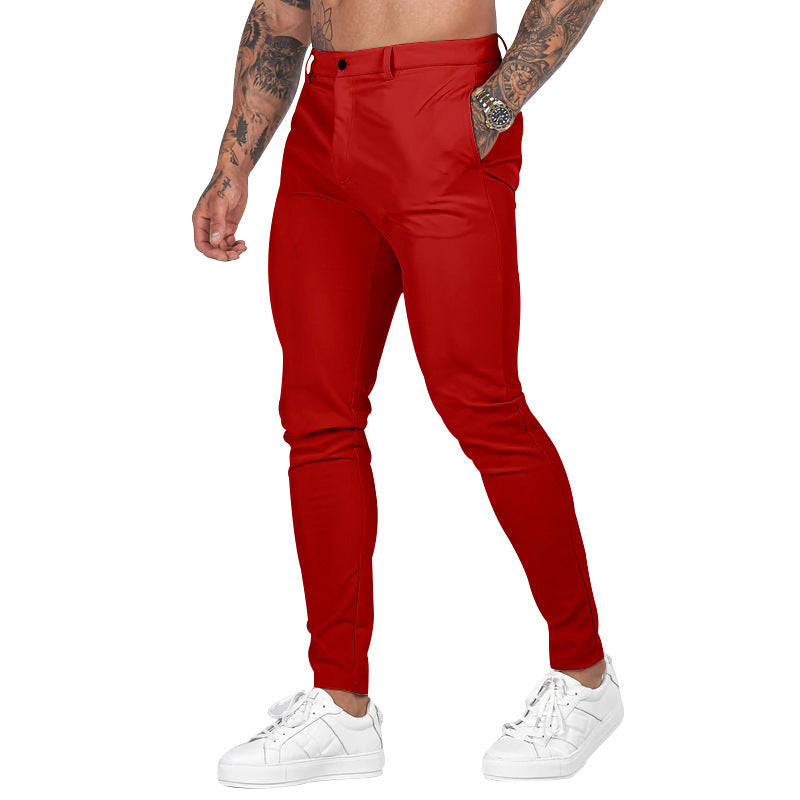Men's Slim-Fit Chino Pants with Modern Design and Elastic Waist Ivyshape