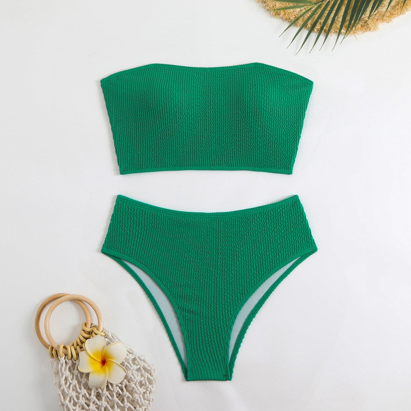 Women's bandeau bikini with textured design and high waist Ivyshape