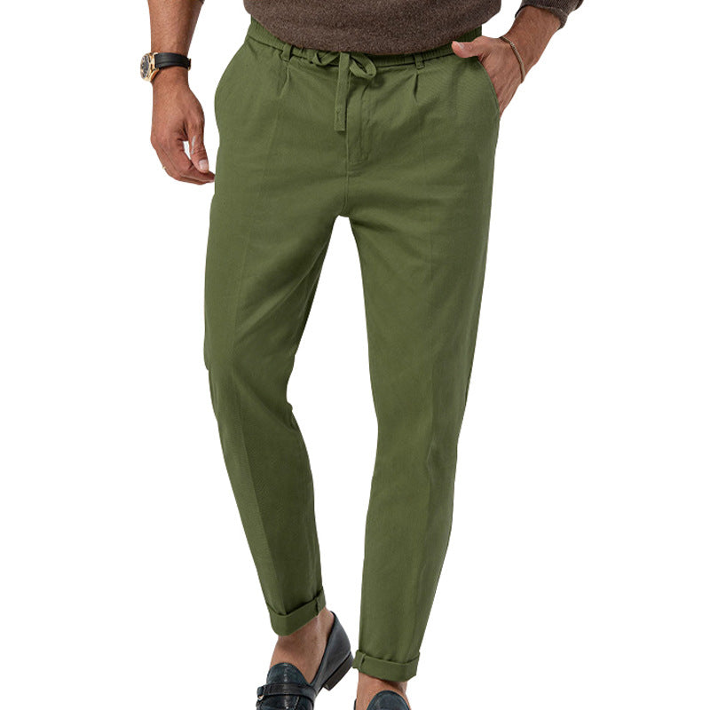 Men's relaxed chino pants with adjustable drawstring and side pockets Ivyshape