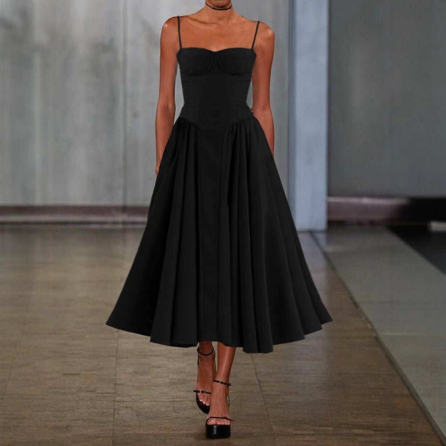 Women Elegant A-Line Midi Dress Ivyshape