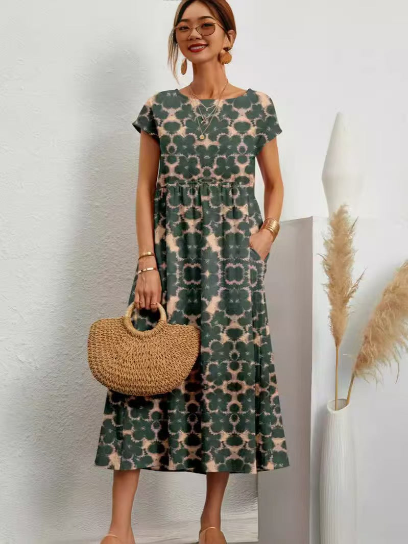 Women’s maxi dress with casual cut and floral pattern Ivyshape