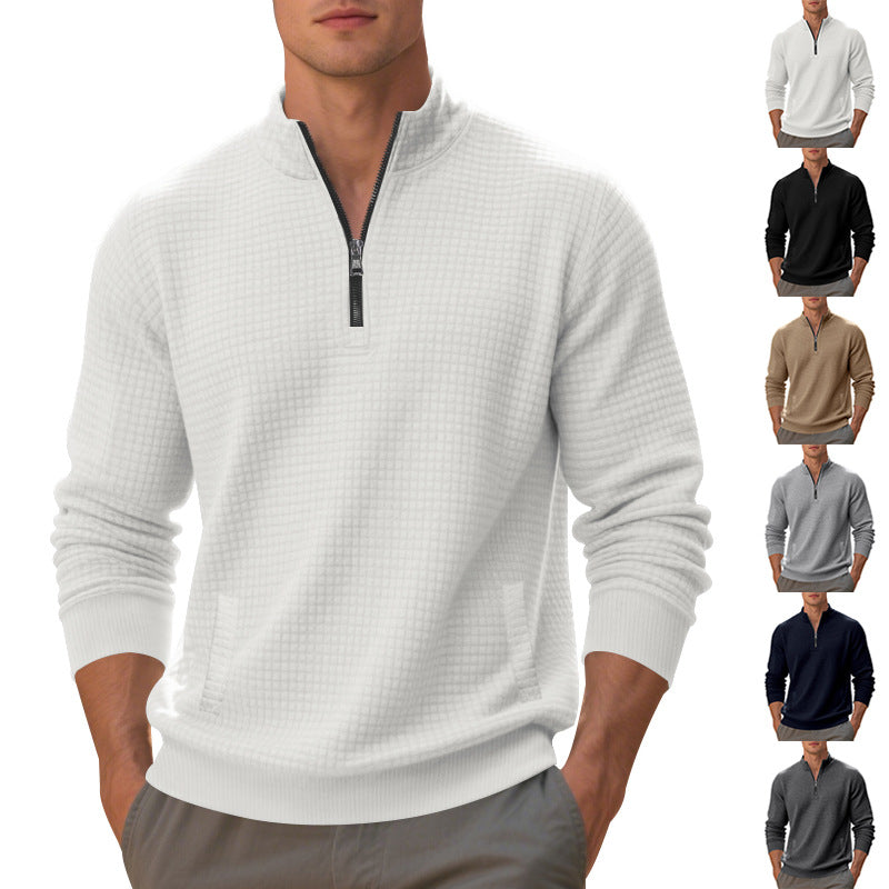 Men's sweatshirt with half zip and textured design Ivyshape
