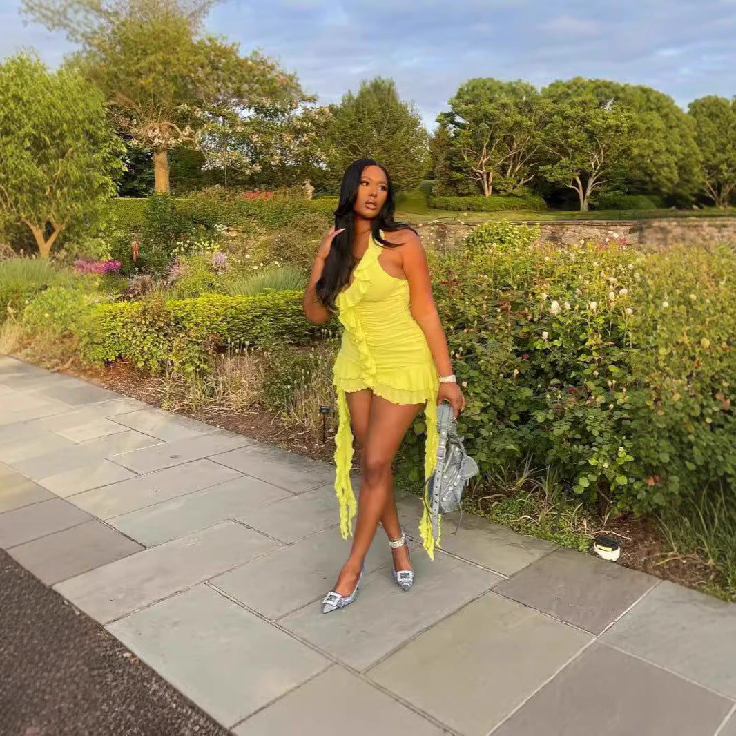 Women Figure-hugging Dress with Playful Ruffle Details Ivyshape