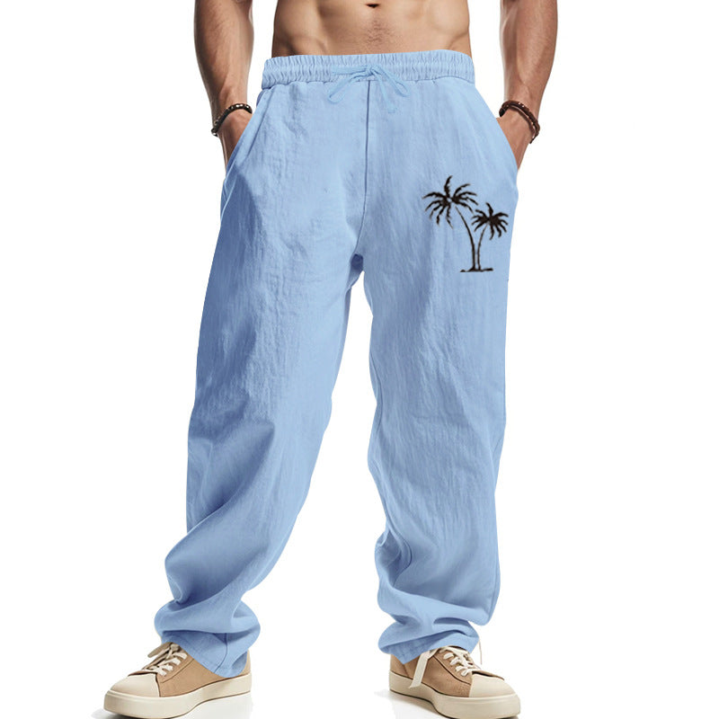 Men's casual beach pants with high wearing comfort and special palm motifs Ivyshape
