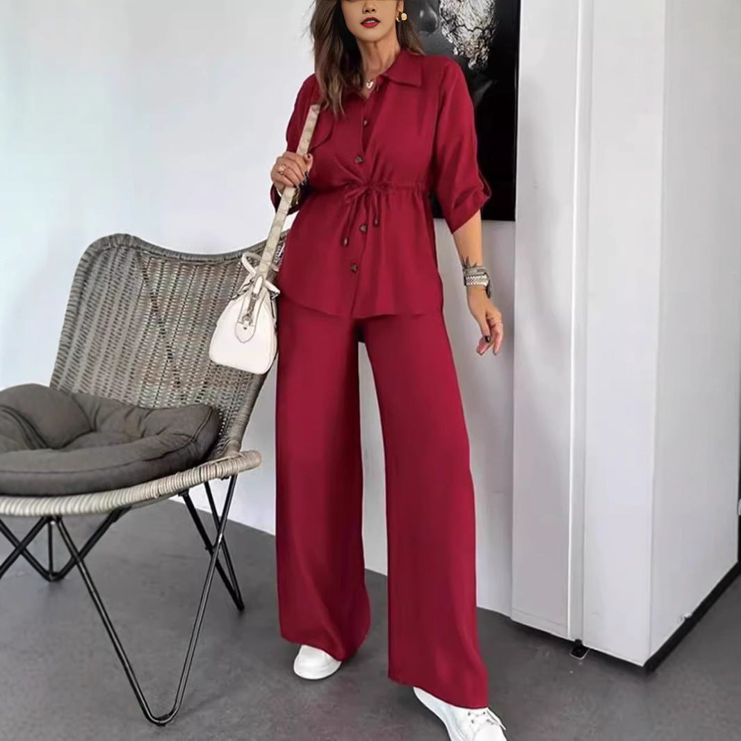 Women's casual ensemble with waist drawstring Ivyshape