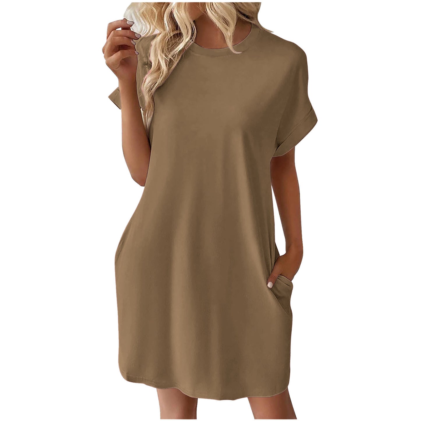 Women's casual T-shirt dress with practical pockets Ivyshape
