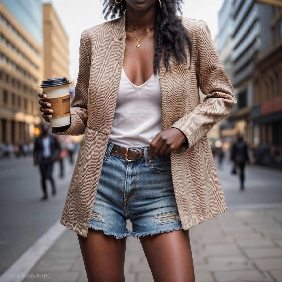 Women Elegant structured blazer jacket Ivyshape