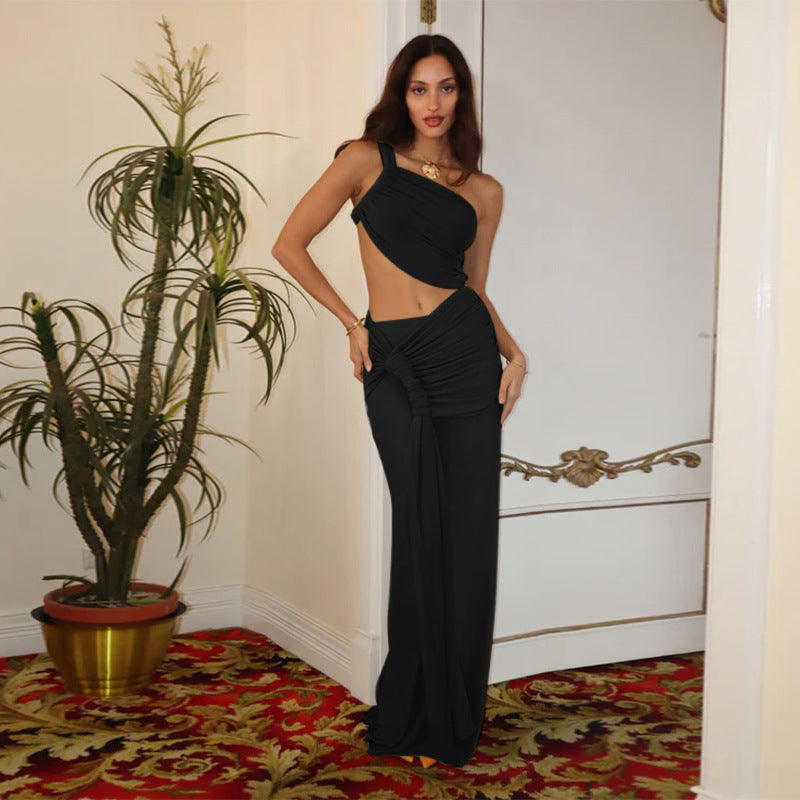 Women Elegant Wrap Dress with Asymmetrical Design and Seductive Ruffle Details Ivyshape