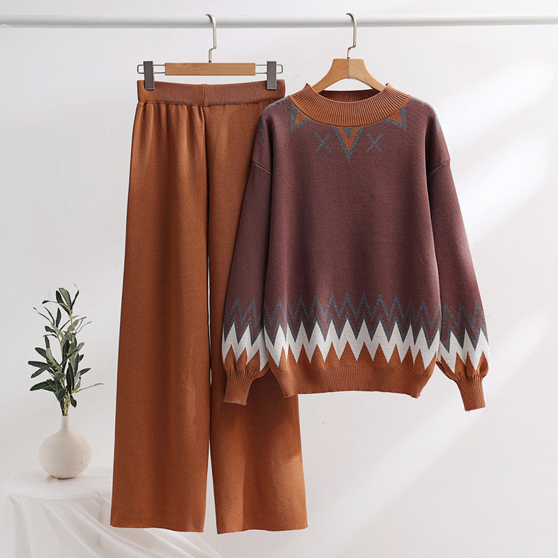 IvyShape | Loose Sweater and Wide Pants Set