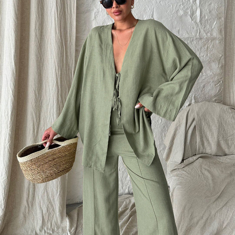 Ivyshape | Relaxed Cotton Two-Piece Loungewear Set