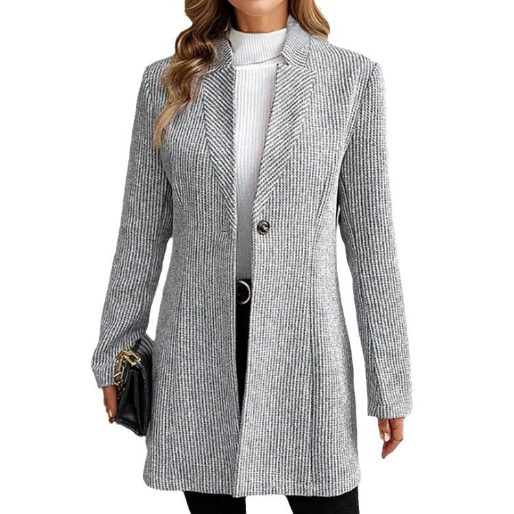 Women Elegant Tailored Jacket with Ribbed Design Ivyshape