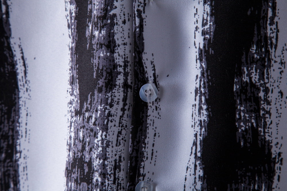 Men's Short Sleeve Shirt with Modern Brush Stroke Design Ivyshape