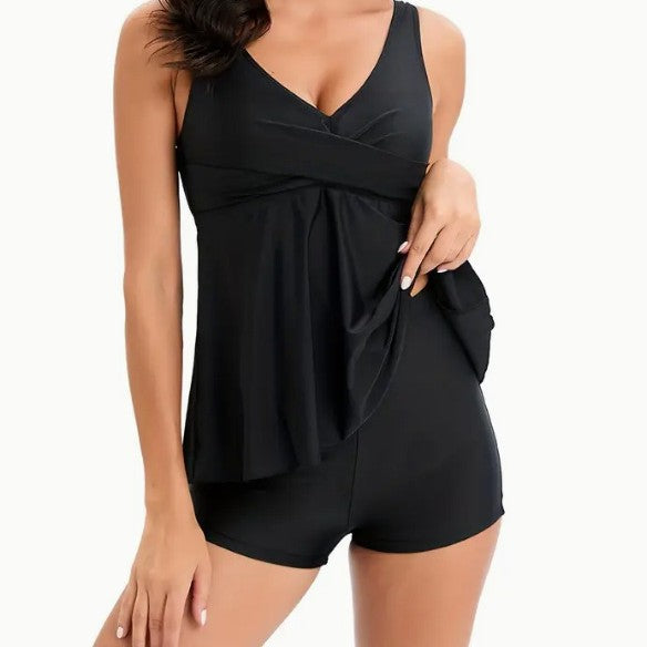 Women's tankini with trendy A-line cut and comfort shorts Ivyshape