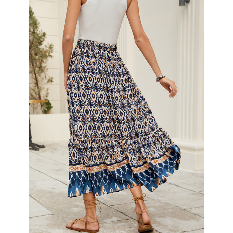 Women Bohemian Tiered Maxi Skirt Ivyshape