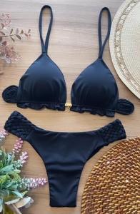 Women's triangle bikini with floral details and back crochet design Ivyshape