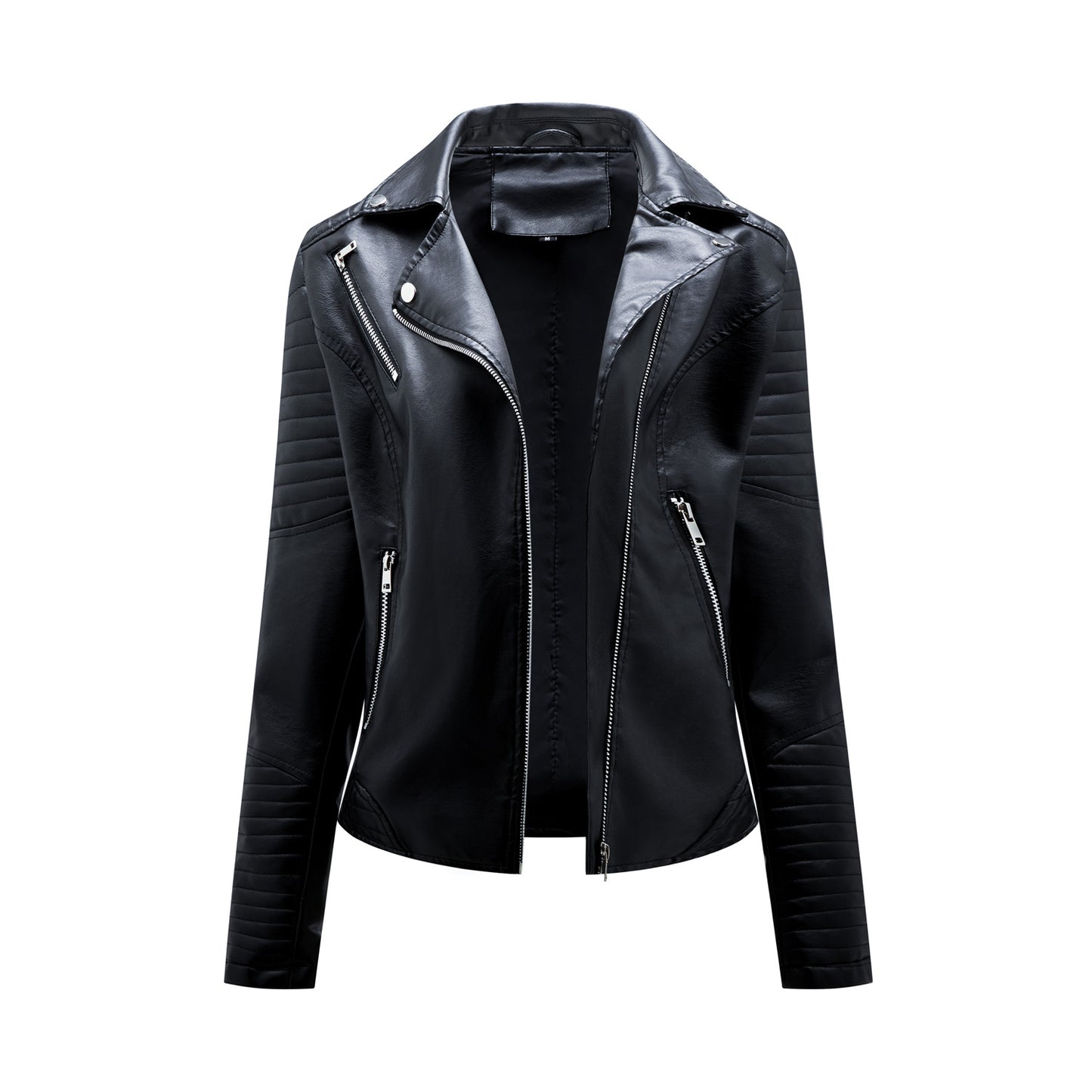 Women's biker jacket with stylish quilted details and asymmetric zip Ivyshape