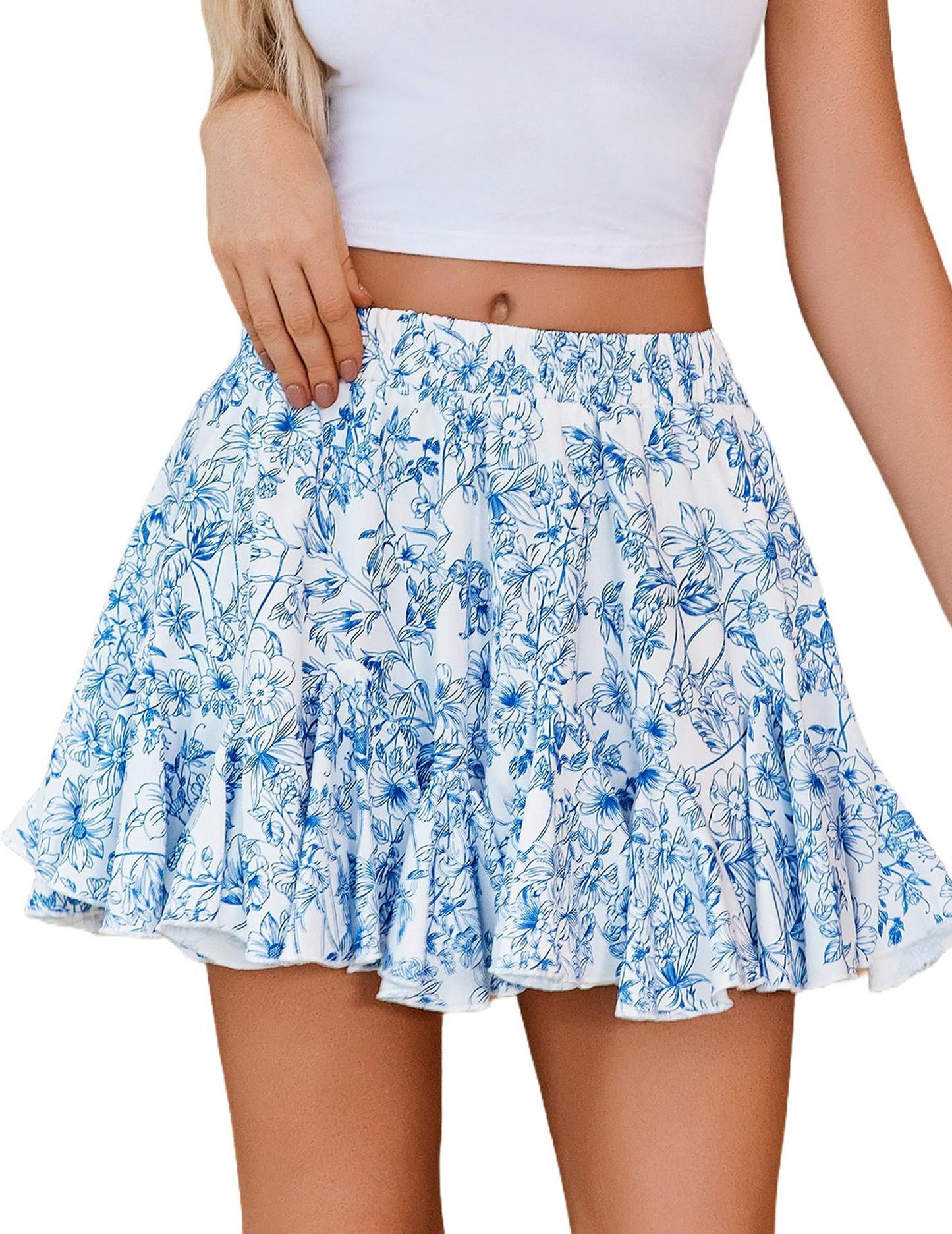 Ladies Flowing Floral Dress Skirt Ivyshape
