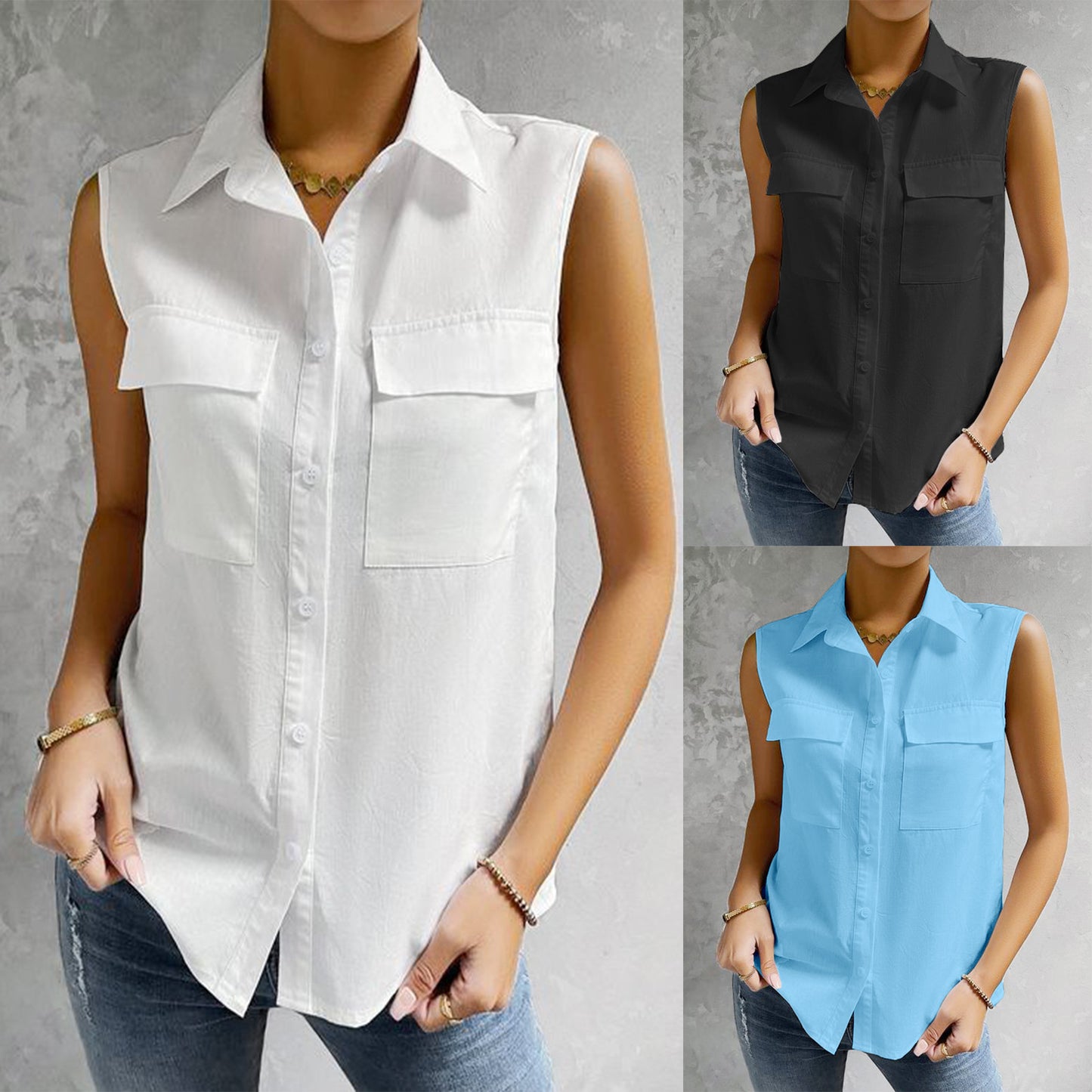 Ladies sleeveless blouse shirt Ivyshape