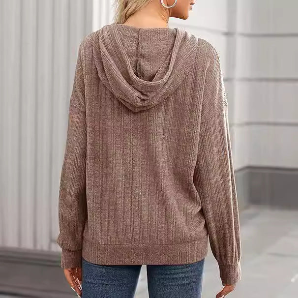 Women's Oversized Hooded Sweatshirt with Textured Design Ivyshape