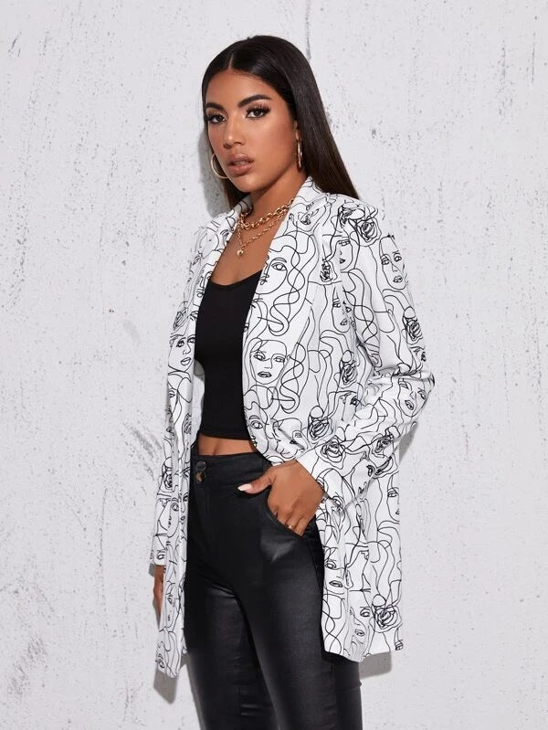 Ivyshape | Artistic Print Blazer