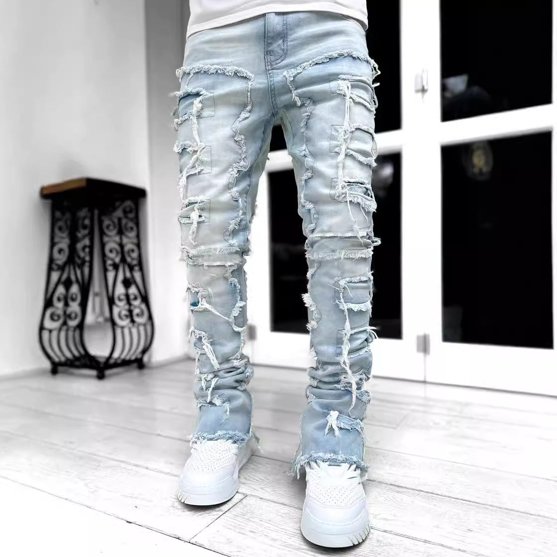 Men's Fashion Ripped Skinny Jeans in Casual Street Style Ivyshape
