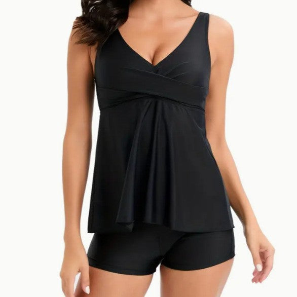 Women's tankini with trendy A-line cut and comfort shorts Ivyshape