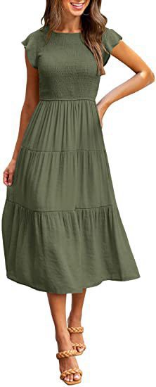 Women's Maxi Dress with Ruffles and Elastic Waist Ivyshape