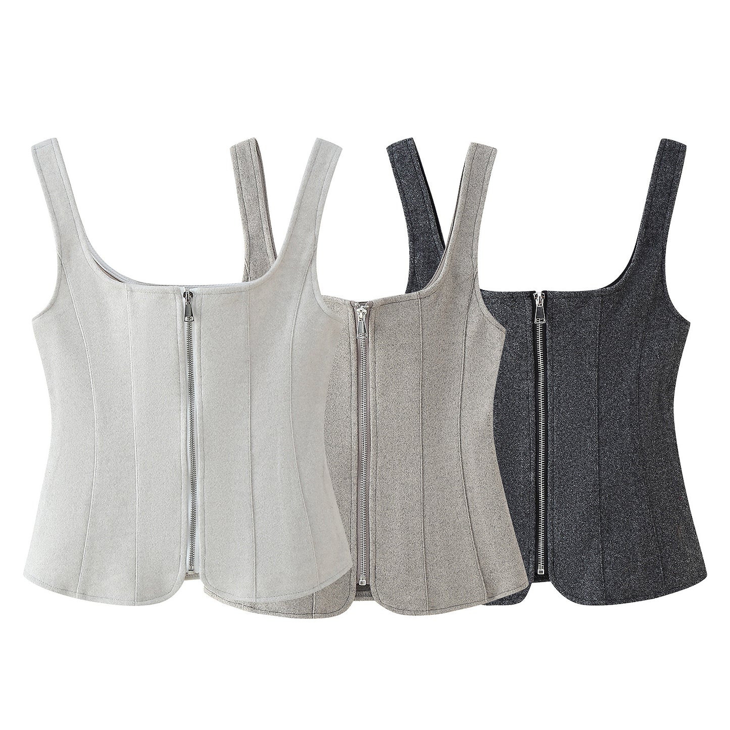 Women Figure-hugging Bustier Top with Elegant Zipper Ivyshape