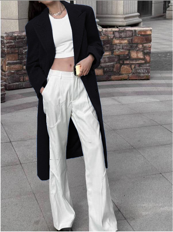 Women tailored long blazer with elegant silhouette Ivyshape