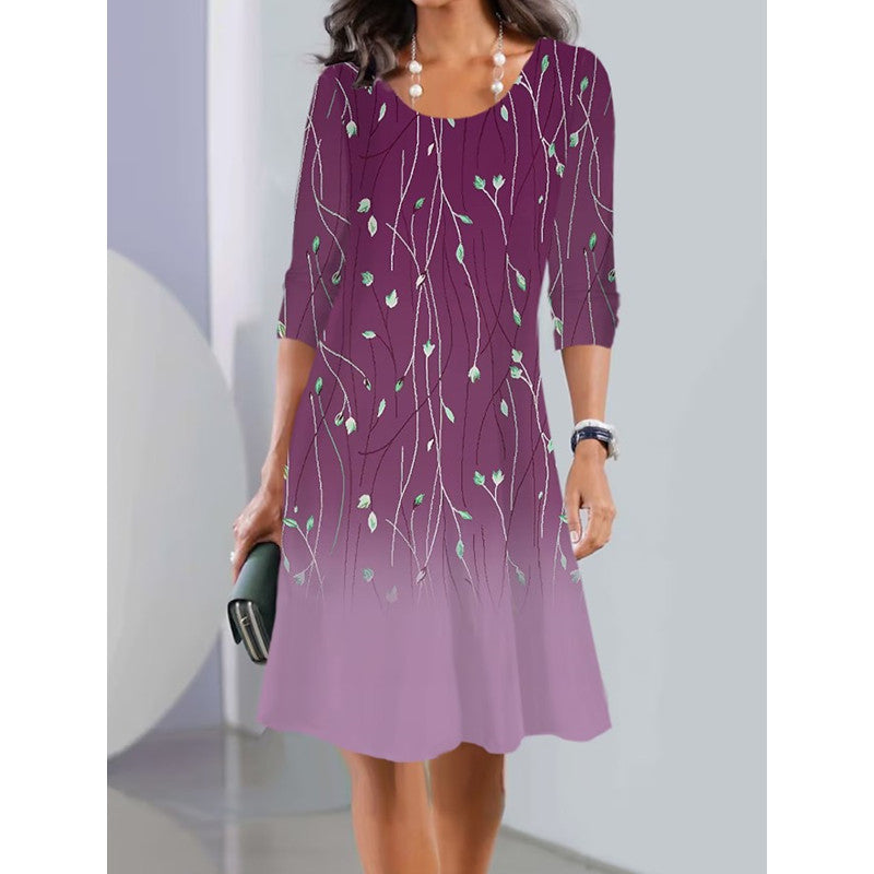 Women's Flowing Floral Dress with Elegant Gradient Design Ivyshape