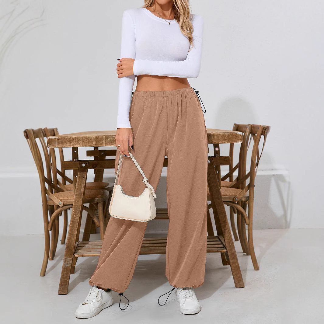 Women's Comfortable Baggy Pants with Elastic Waistband Ivyshape