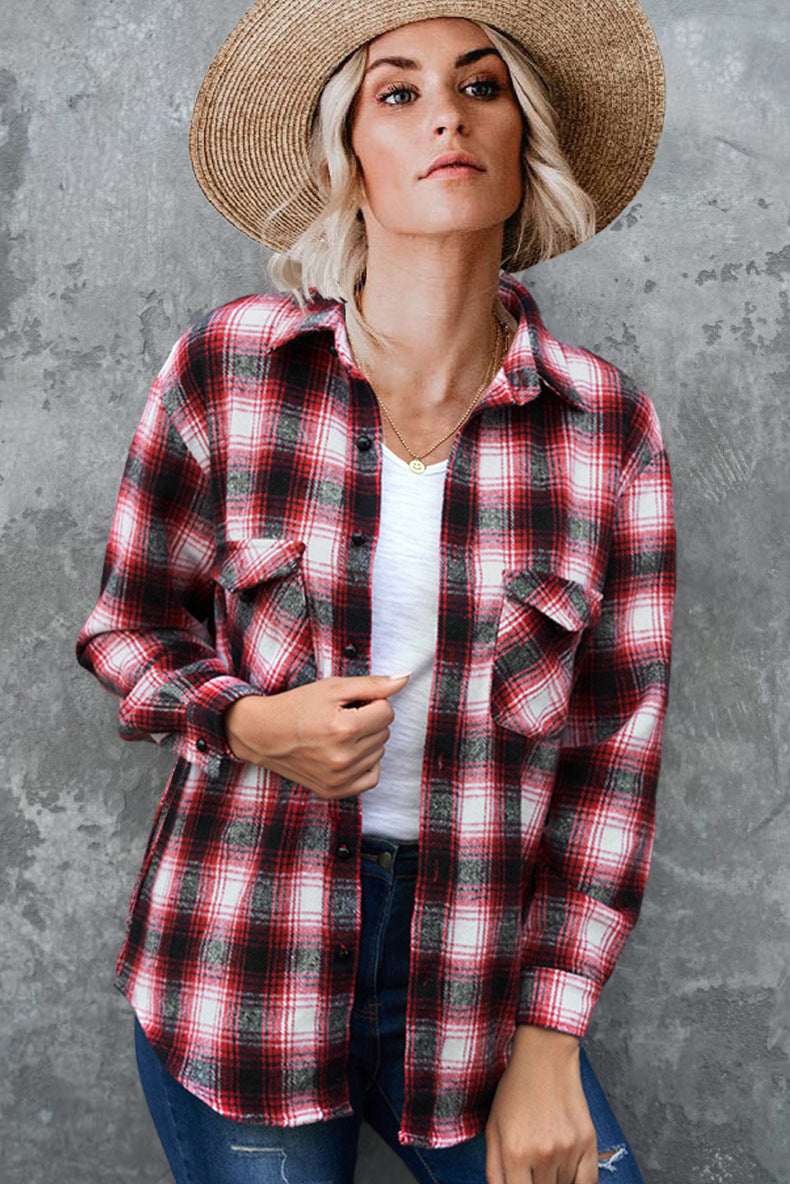 IvyShape | Plaid Lapel Cardigan Shirt