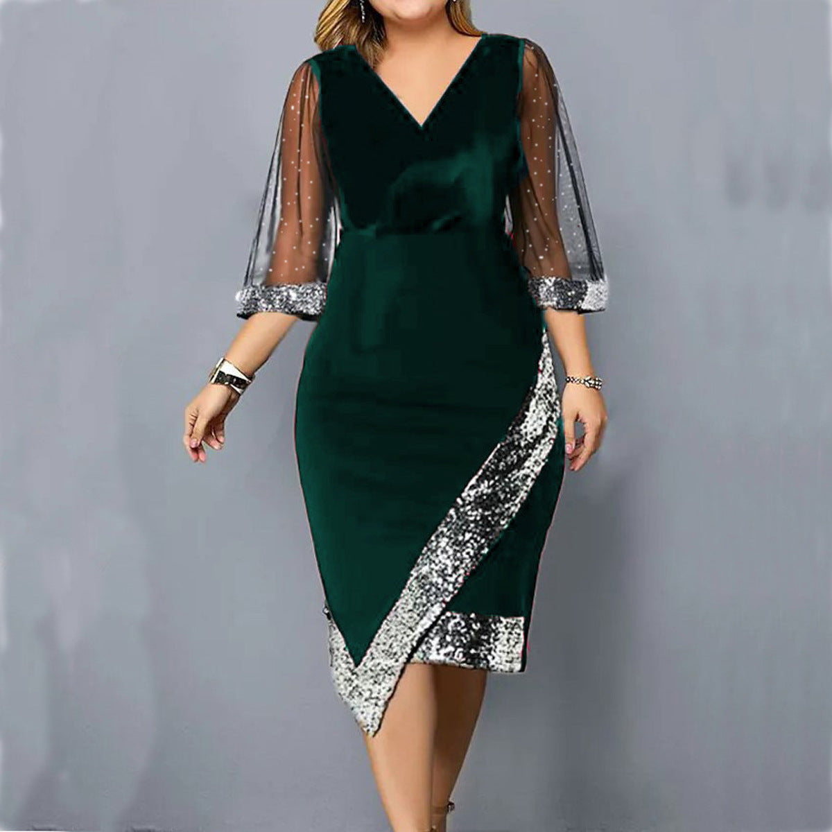 IvyShape | Sequin Sheer Mesh Women's Dress