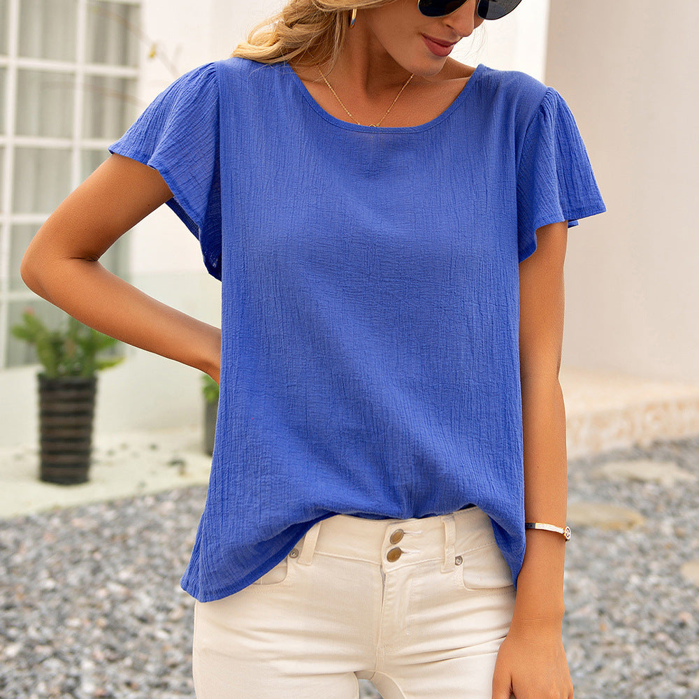 Women's Casual Short Sleeve Top with Loop Detail Ivyshape