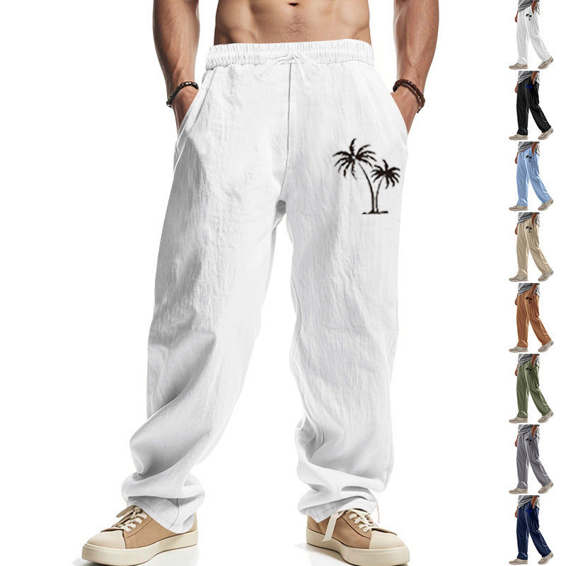 Men's casual beach pants with high wearing comfort and special palm motifs Ivyshape