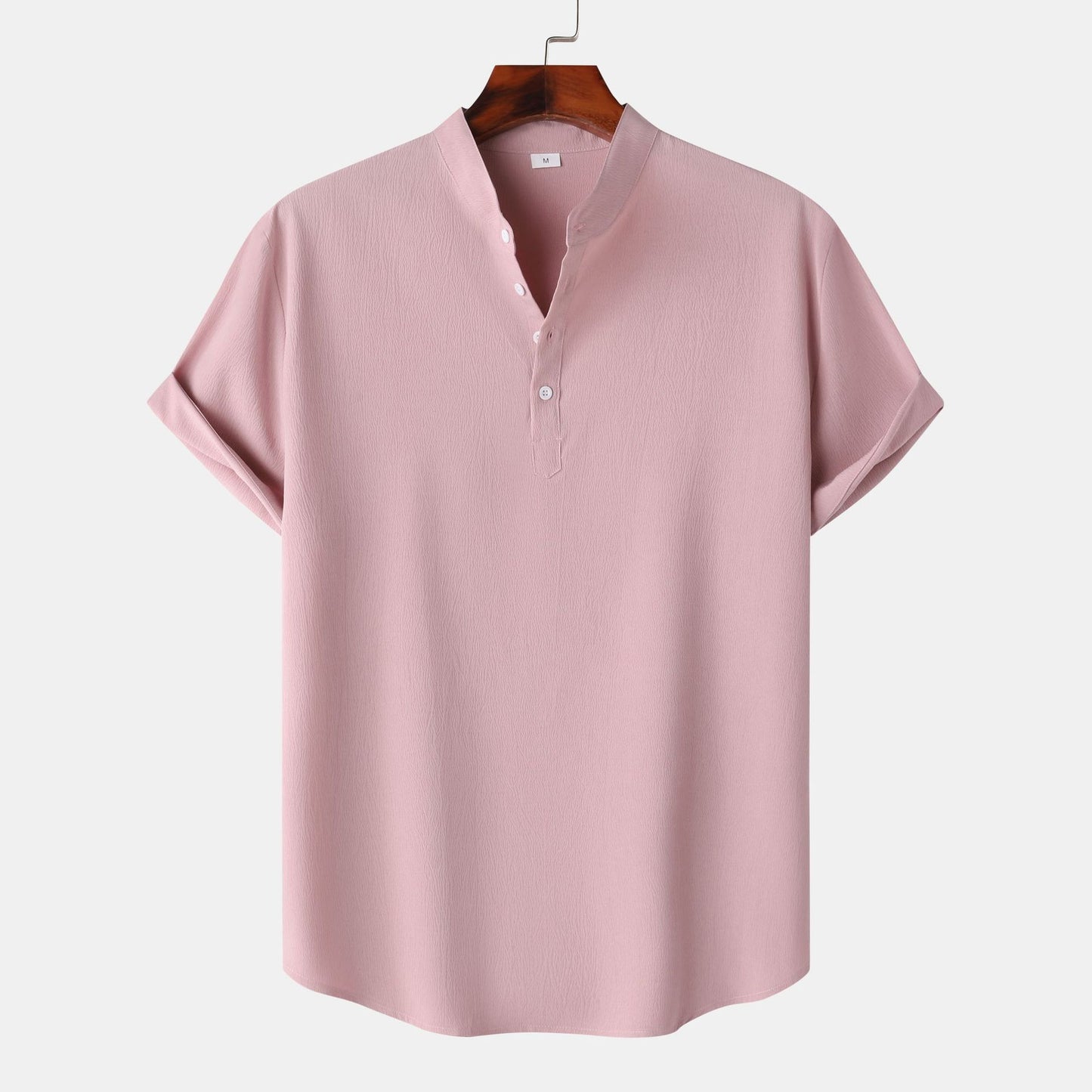 Men's short-sleeve shirt with modern Henley design and functional buttons Ivyshape