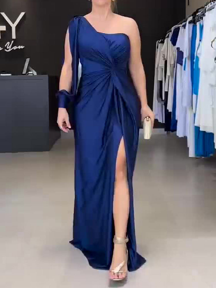 Women's Maxi Dress with Asymmetric Design and Side Slit Ivyshape