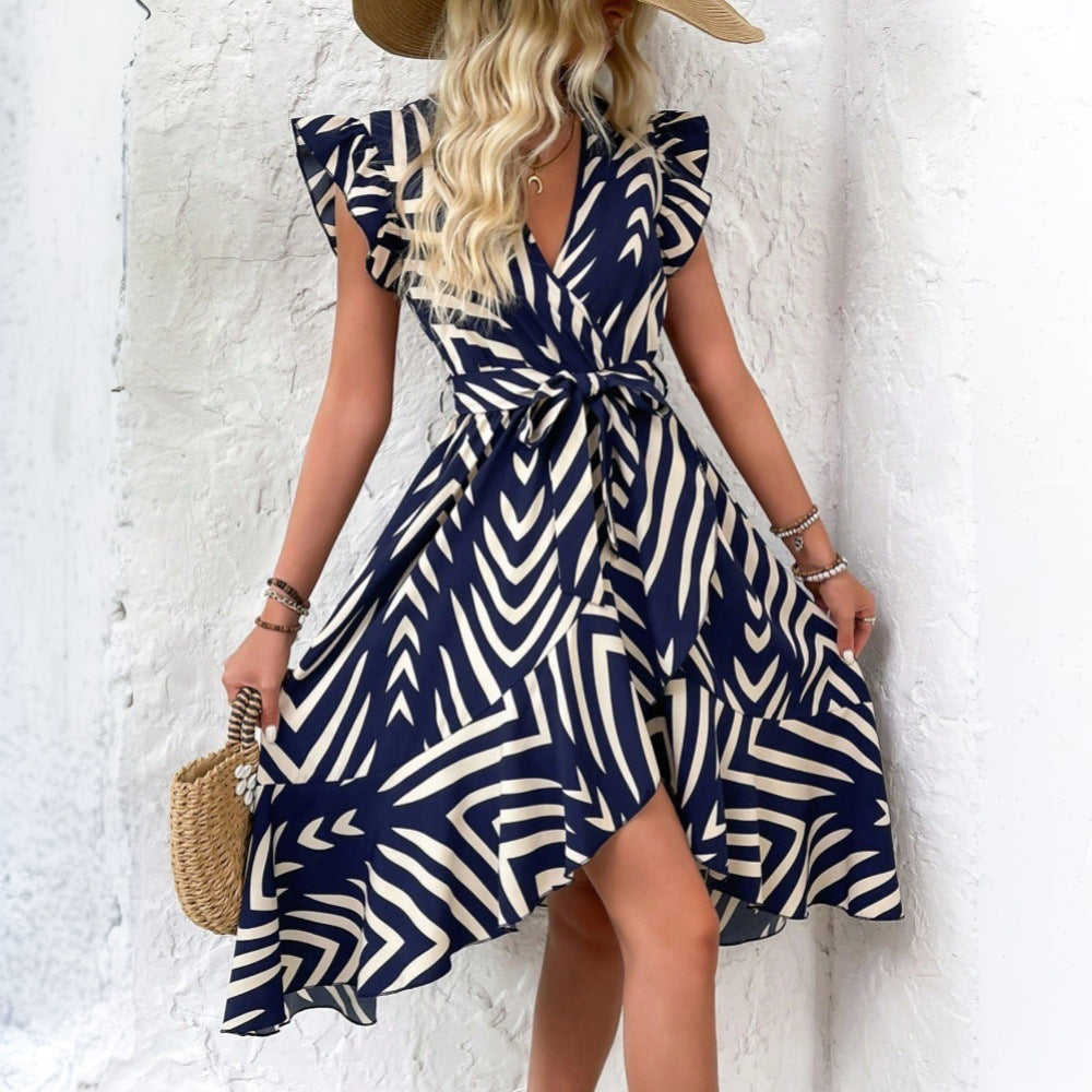 IvyShape | Irregular Striped Midi Dress