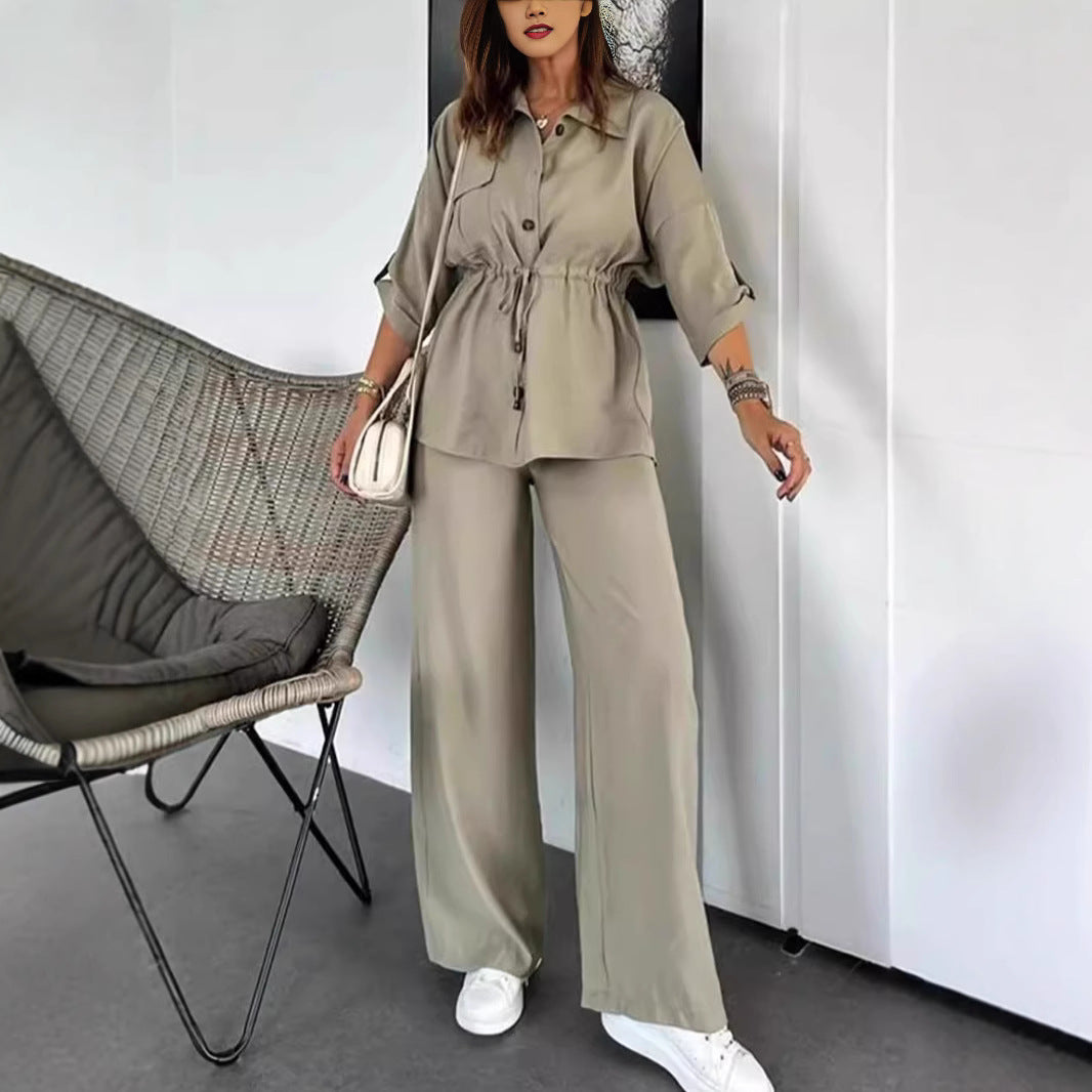 Women's casual ensemble with waist drawstring Ivyshape