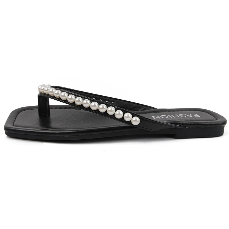 Women's bathing shoes with elegant pearl details and non-slip sole Ivyshape
