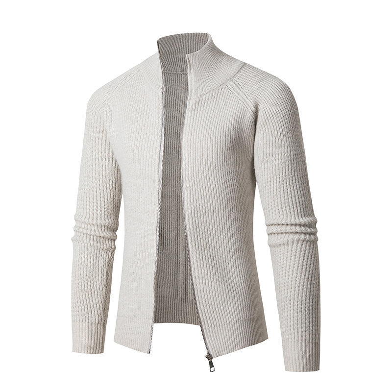 Men's fashionable cardigan with full zip and high collar Ivyshape