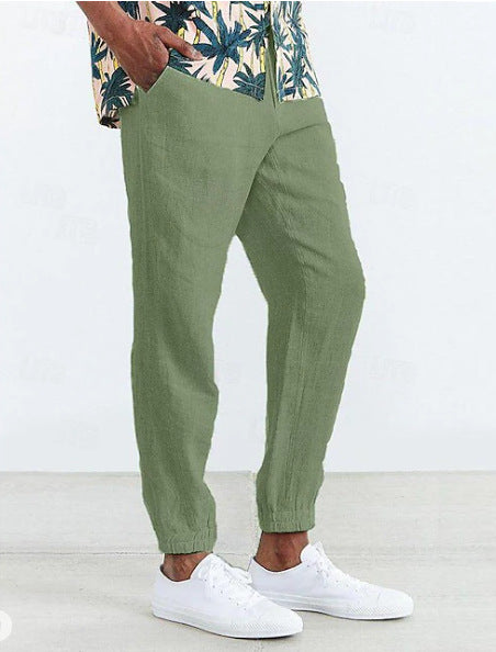 Men's Loose Chino Pants with Elastic Waistband and Side Pockets Ivyshape