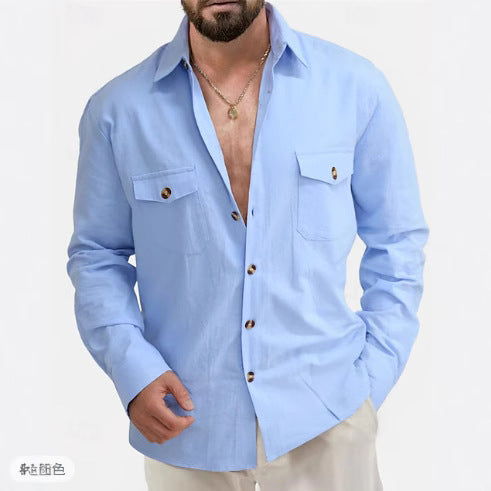 Men's casual shirt with modern buttons and practical chest pockets Ivyshape