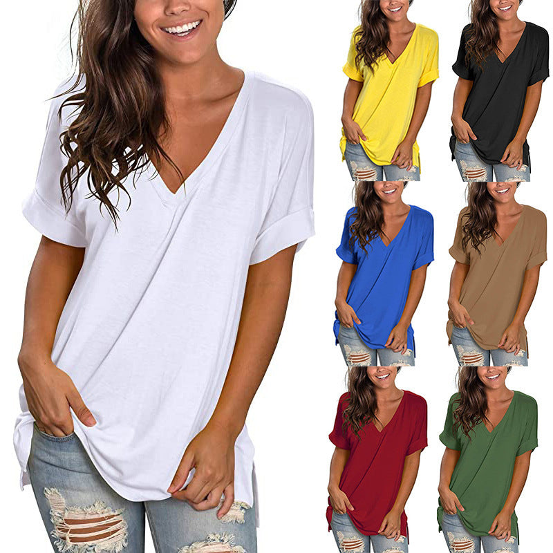 Women's Relaxed Fit V-Neck T-Shirt Ivyshape