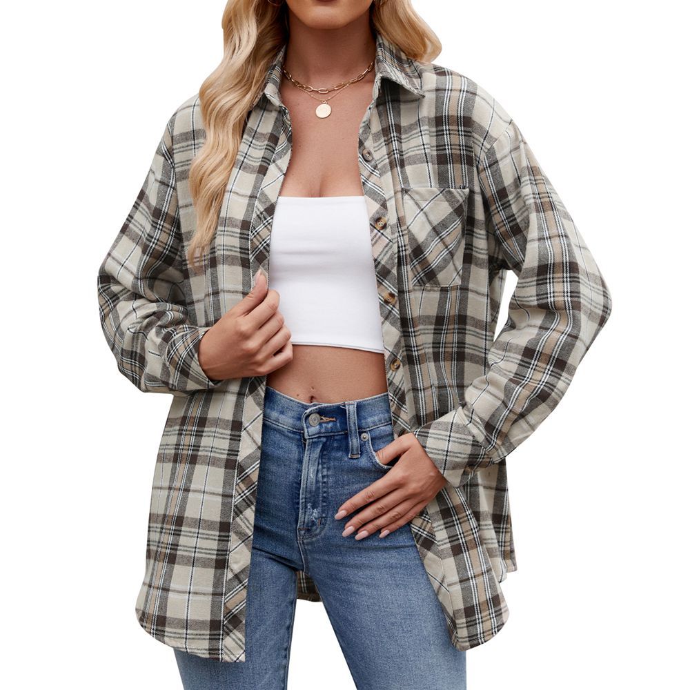 Casual fashion loose plaid shirt female Ivyshape