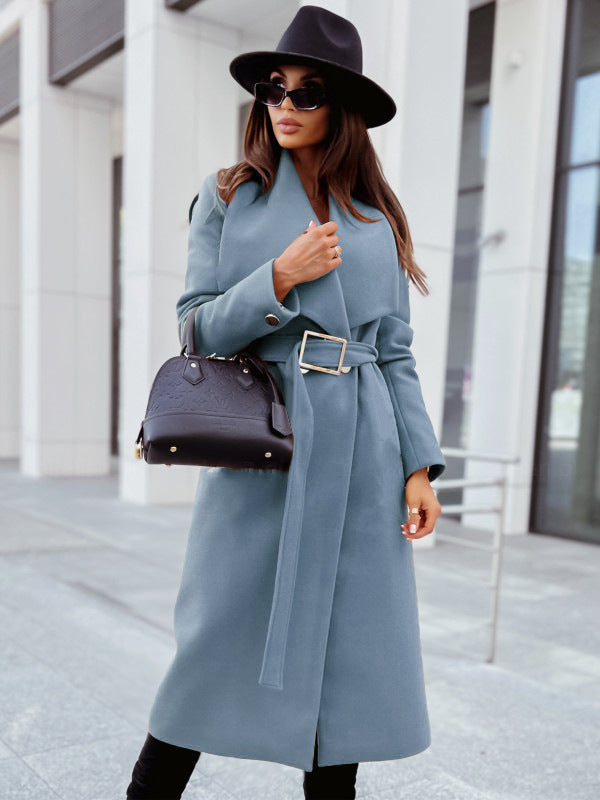 IvyShape | Simple Button V-Neck Wool Coat