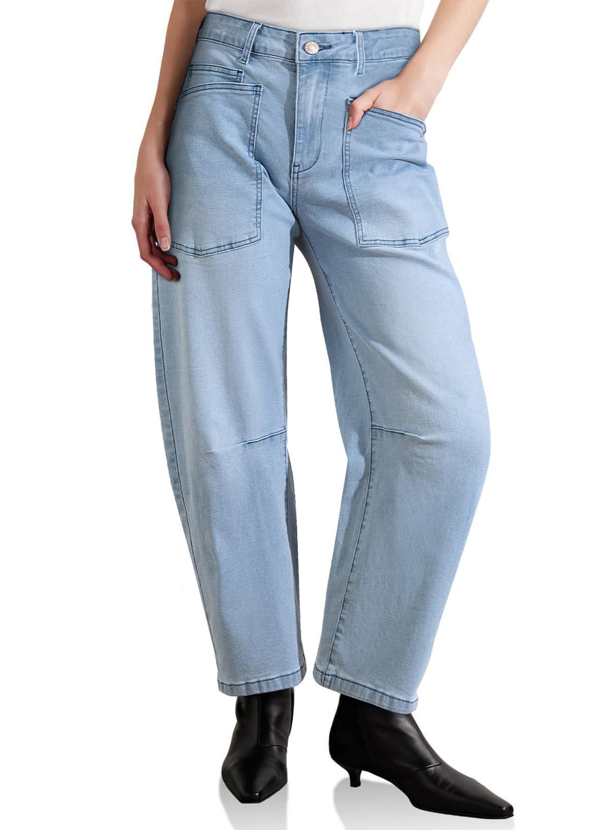 Ladies Baggy Jeans in casual workwear style Ivyshape
