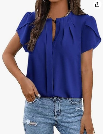 Ivyshape | Women's Short-Sleeved Shirt Button-Decorated Collar