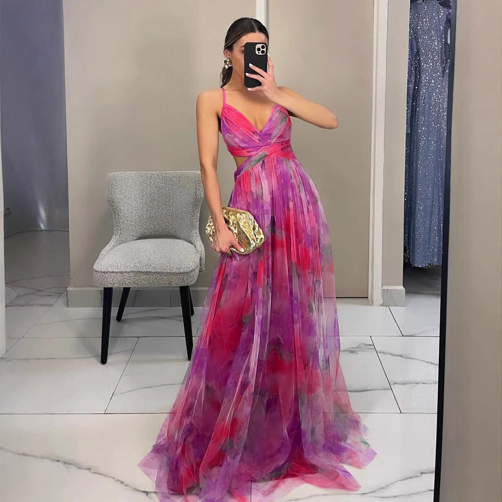 Ladies Elegant and Floral Evening Dress with Flattering Cut Ivyshape